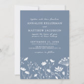 Invitation Mariage Champêtre Fleur Bleu (Devant)
