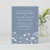 Invitation Mariage Champêtre Fleur Bleu (Debout devant)