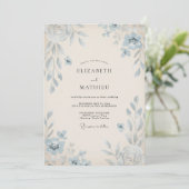 Invitation Mariage Champêtre Fleur de Bleuet Peint à Feuillag (Debout devant)