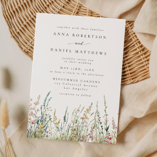 Invitation Mariage Champêtre Fleur de Champ à l'Aquarelle Boh