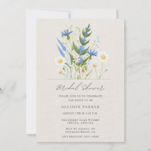 Invitation Mariage Champêtre Fleur de Daisy Bleue en Été