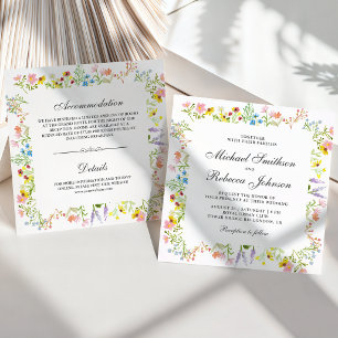 Invitation Mariage Champêtre Fleur de Fête Florale Tout en Un