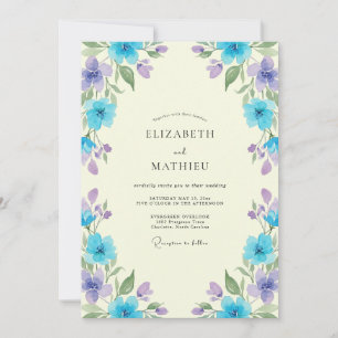 Invitation Mariage Champêtre Fleur de Lavande Azur