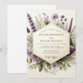 Invitation Mariage Champêtre Fleur de Lilas Douce (Devant / Derrière)