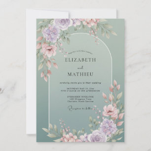 Invitation Mariage Champêtre Fleur de Menthe Poussiéreuse