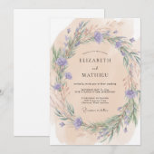 Invitation Mariage Champêtre Fleur de Pêche (Devant / Derrière)