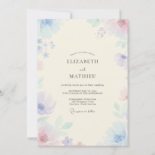Invitation Mariage Champêtre Fleur de Pervenche Pastel