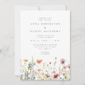 Invitation Mariage Champêtre Fleur de Rosier Poussiéreux (Devant)