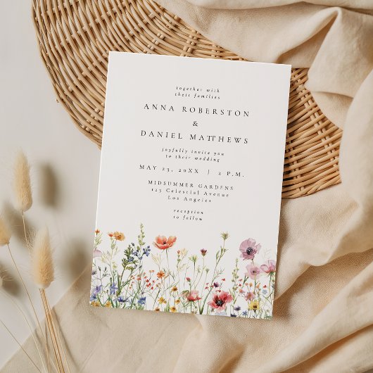 Invitation Mariage Champêtre Fleur de Rosier Poussiéreux