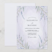 Invitation Mariage Champêtre Fleur de Violette Pâle (Devant / Derrière)