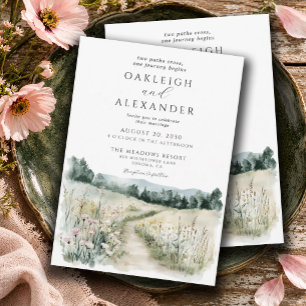 Invitation Mariage Champêtre Fleur des Champs à l'Aquarelle R