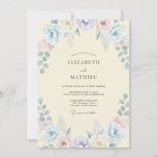Invitation Mariage Champêtre Fleur Jaune Pâle