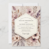 Invitation Mariage Champêtre Fleur Mauve (Devant)