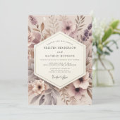 Invitation Mariage Champêtre Fleur Mauve (Debout devant)