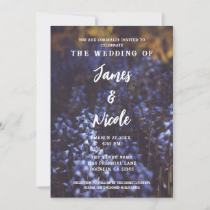 Invitation Mariage Champêtre Fleur Pourpre Rustique Sombre et