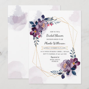 Invitation Mariage Champêtre Fleur Rose Violet