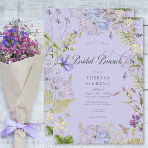 Invitation Mariage Champêtre Fleur Sauvage Violet Déjeuner de