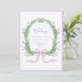 Invitation Mariage Champêtre Fleur Violet à Points Vintage (Debout devant)