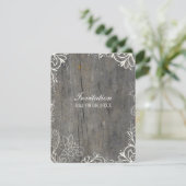 Invitation mariage champêtre fleuri avec dentelle et bois (Debout devant)