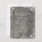 Invitation mariage champêtre fleuri avec dentelle et bois (Dos)