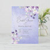 Invitation Mariage Champêtre Fleurie Aquarelle Violet (Debout devant)