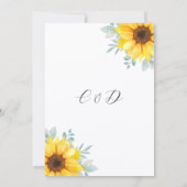 Invitation Mariage Champêtre Fleurs de Tournesol Aquarelle (Dos)