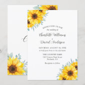 Invitation Mariage Champêtre Fleurs de Tournesol Aquarelle (Devant / Derrière)