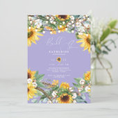Invitation Mariage Champêtre Fleurs de Tournesol Lavande (Debout devant)