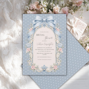 Invitation Mariage Champêtre Fleurs Roses et Bleues
