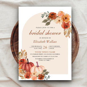 Invitation Mariage Champêtre Fleurs Terre Cuite Citrouille