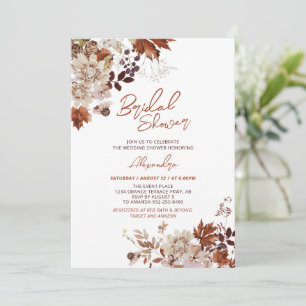 Invitation Mariage Champêtre Floral Automne Tombe Shower de M