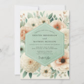 Invitation Mariage Champêtre Floral Crème (Devant)