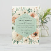 Invitation Mariage Champêtre Floral Crème (Debout devant)