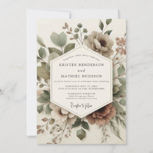 Invitation Mariage champêtre floral de sauge poussiéreuse