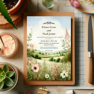 Invitation Mariage Champêtre Floral Rustique à la Campagne