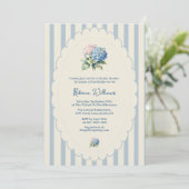 Invitation Mariage champêtre français avec hydrangea bleu (Debout devant)