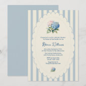 Invitation Mariage champêtre français avec hydrangea bleu (Devant / Derrière)