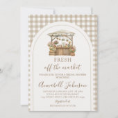 Invitation Mariage Champêtre Gingham Brun Frais du Marché (Devant)