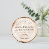 Invitation Mariage Champêtre Gravure sur Bois Avec Code QR si (Debout devant)