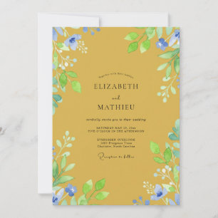 Invitation Mariage Champêtre Jaune Moutarde de Fleur Sauvage 
