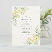Invitation Mariage Champêtre Jaune Pastel (Debout devant)