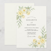 Invitation Mariage Champêtre Jaune Pastel (Devant / Derrière)