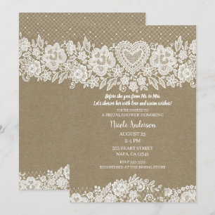 Invitation Mariage Champêtre Kraft & Lace Ferme Grange Baptem