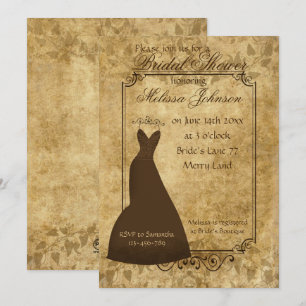 Invitation Mariage champêtre marron papier vintage Shower
