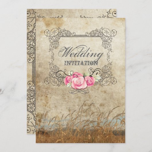 Invitation mariage champêtre occidental rustique en plein air (Devant / Derrière)