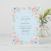 Invitation Mariage Champêtre Pastel Bleu Clair (Debout devant)
