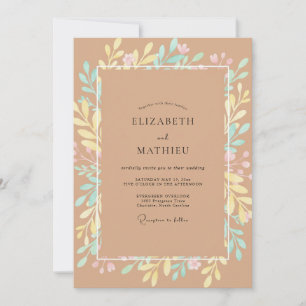 Invitation Mariage Champêtre Pastel et Beige
