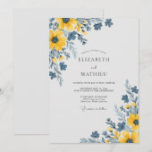 Invitation Mariage champêtre peintre jaune (Devant / Derrière)