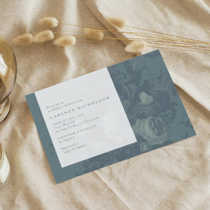 Invitation Mariage Champêtre Rétro Fleur Teal Foncé