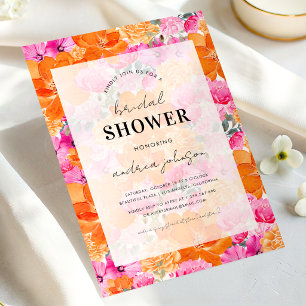 Invitation Mariage Champêtre Rose Orange Clair Dégradé